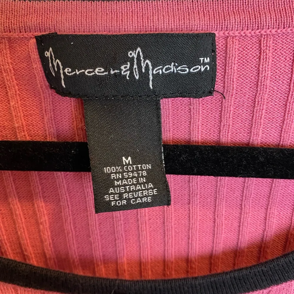 Y2K wide rib scoop neck sweater with bow Pink Size M - Image 3