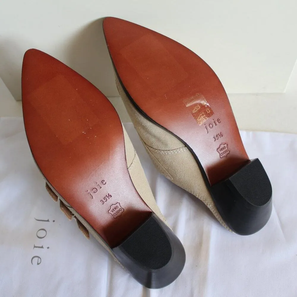 Joie Cabery Beige Western Buckles Block Heel Mule Shooties - Image 11