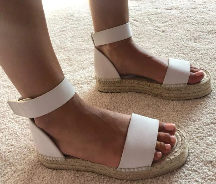Splendid Espadrille White Leather Sandals - Image 2