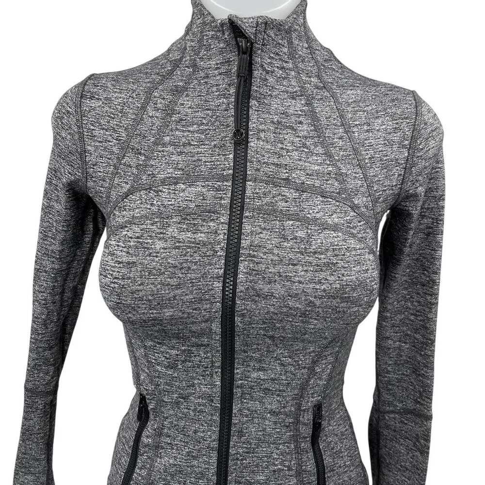 Lululemon Black Heather Swiftly Tech Long Sleeve Full Zip Athletic Jacket Top 2 - Image 3