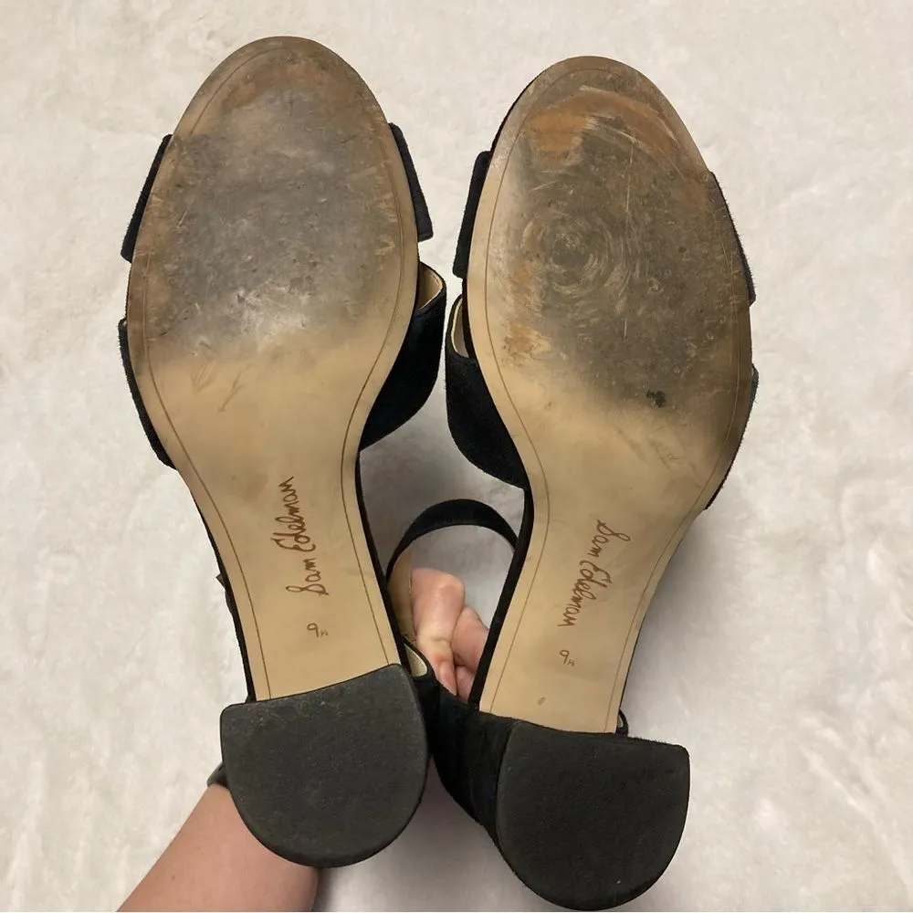 Sam Edelman Orlane Black Block Sandal Heels Suede Leather Size 9.5 - Image 10