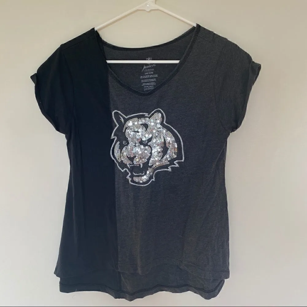 NFL black gray Cincinnati bengals sequins juniors collection size large - Image 2