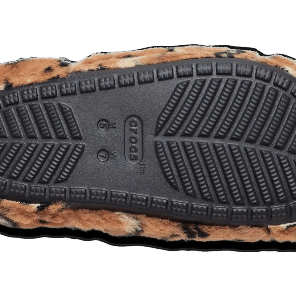 CROCS Leopard Print Fuzzy Slippers - Image 6