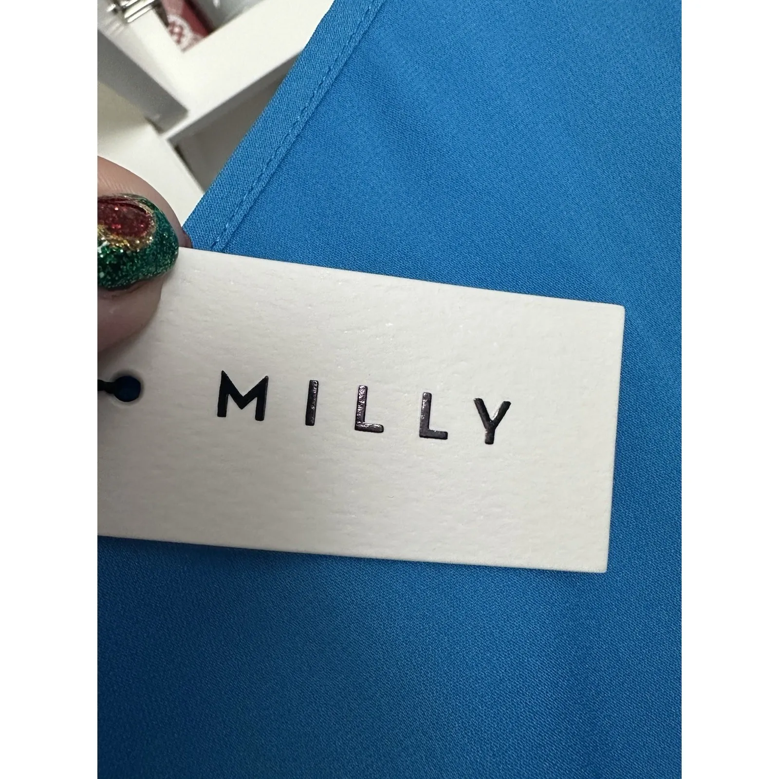 Milly Dress Size 10 Butterfly Sleeve Bateau Neck Silk-Blend Blue Aqua #HH7-7 - Image 6