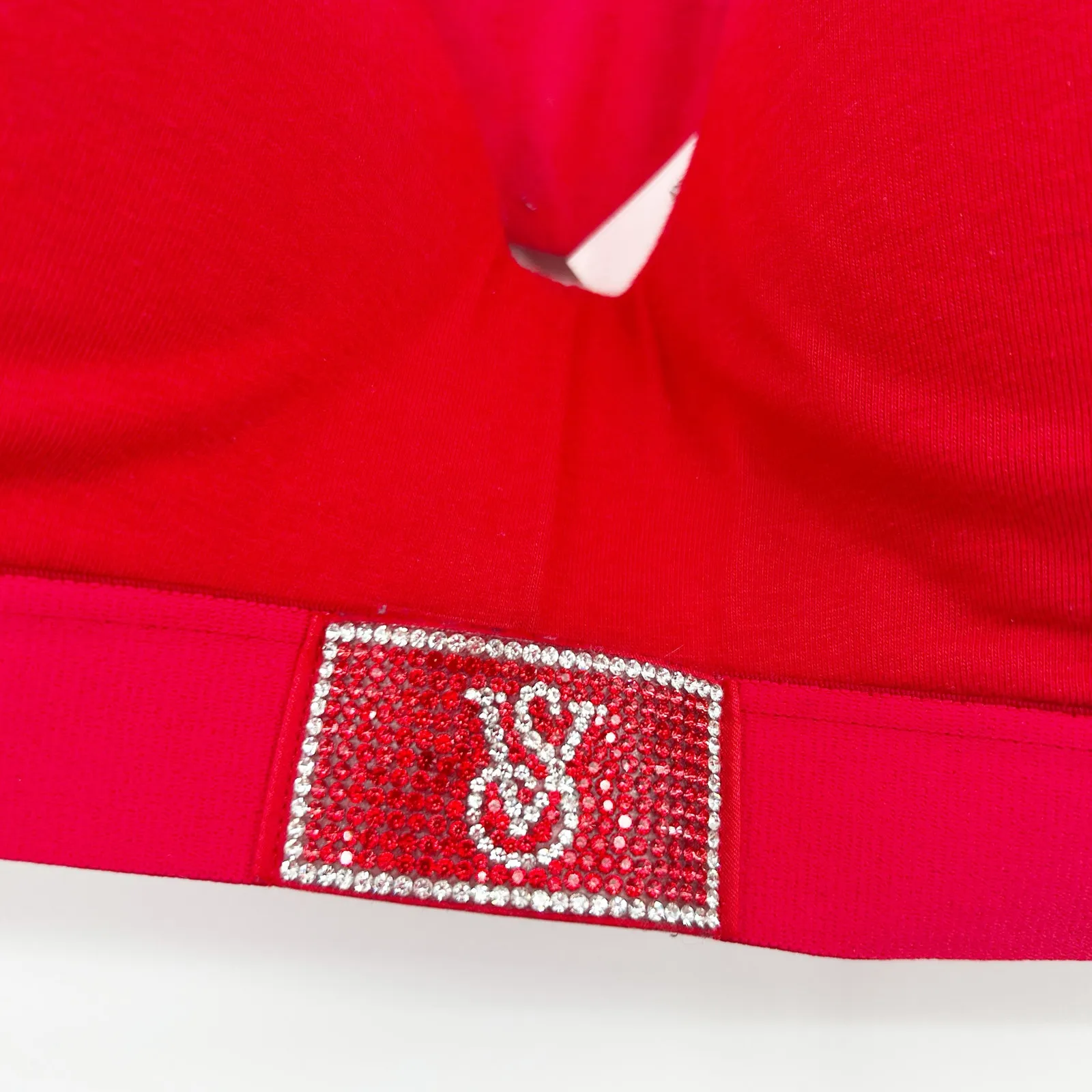 Victorias Secret VS Shine Patch‎ Logo T-Shirt Lightly Lined Wireless Bra 36D Red - Image 3