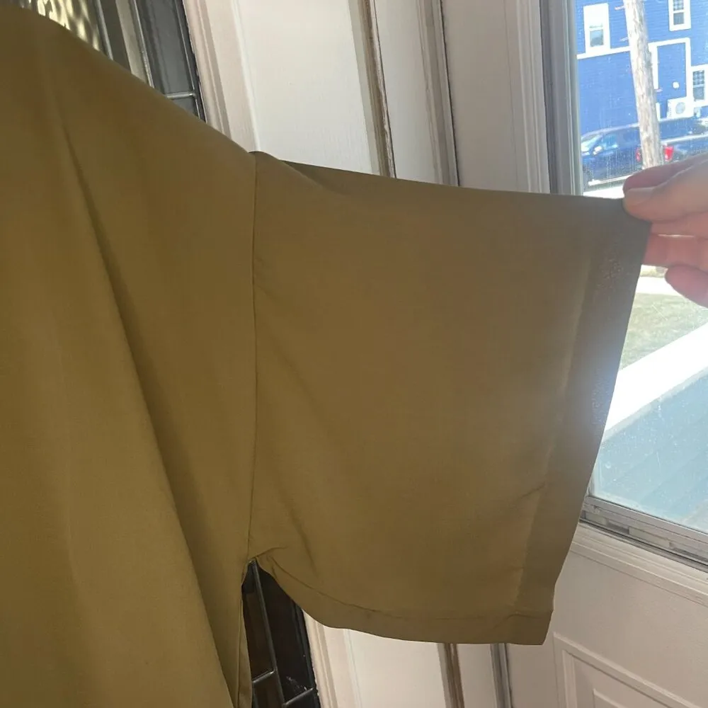 Sans Souci Top Womens Size M 3/4 Wide Sleeve Banded Bottom T-Shirt Green Pockets - Image 3