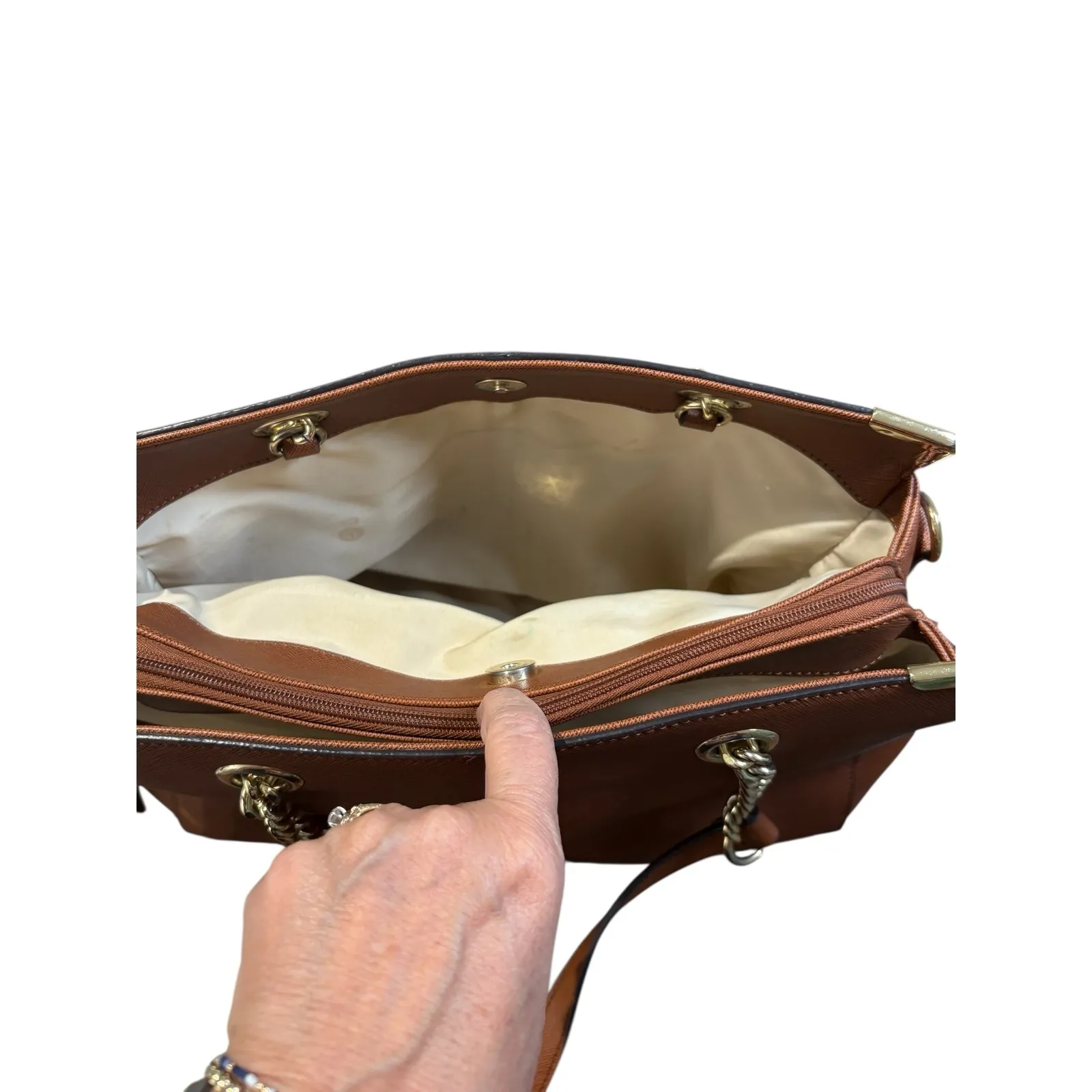 Wilson's‎ Leather Kate Large Satchel Shoulder Saffiano Bag Chain Strap Tote - Image 10