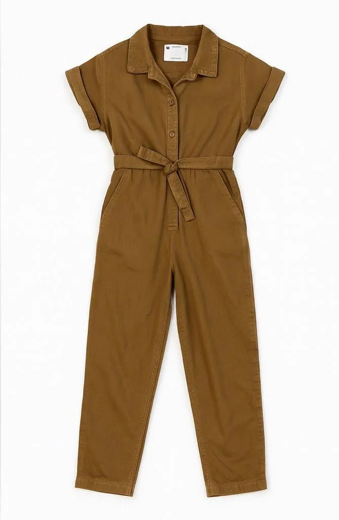 EUC Anthropologie PILCRO Collared Wingsuit Jumpsuit Sz M $178 Boho Goldenrod - Image 4