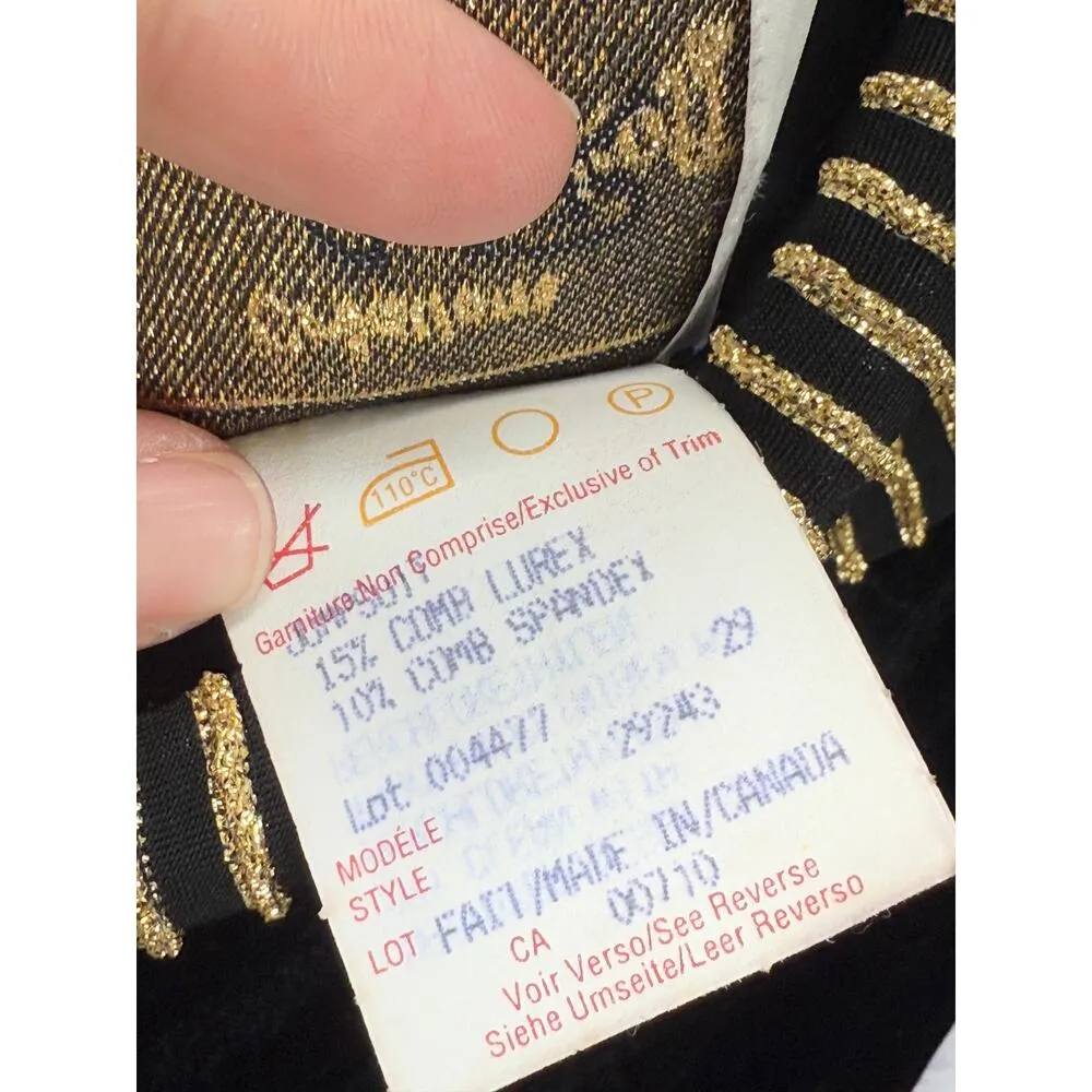 Vintage Joseph Ribkoff Black Velvet Jumpsuit Off the Shoulder Gold Belt Size 12 - Image 8