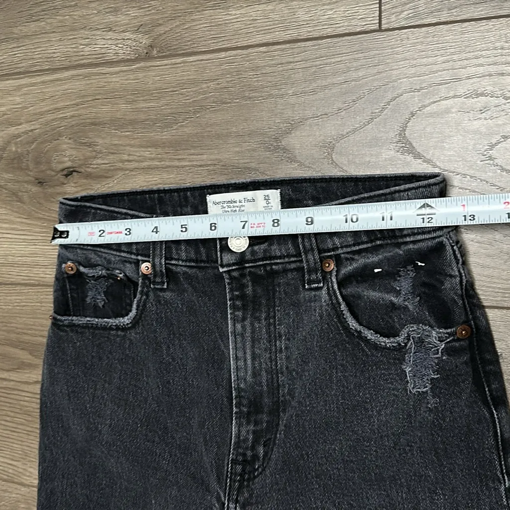 Abercrombie & Fitch 90's Straight Ultra High Rise Black‎ Stretch Ankle Jeans 25 - Image 9