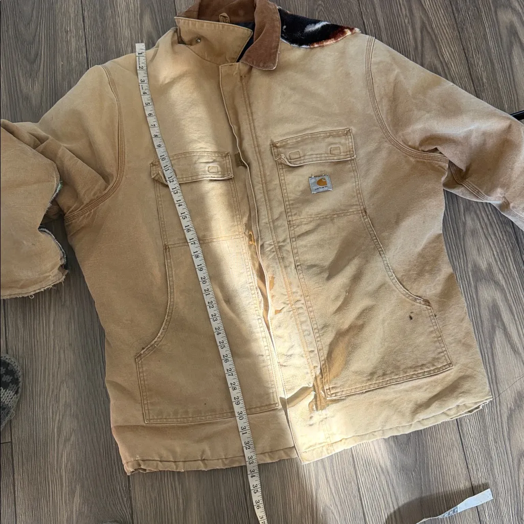 Vintage Carhartt custom Our Lady of Guadalupe Tan coat size 52 Tall CO3 chore - Image 10