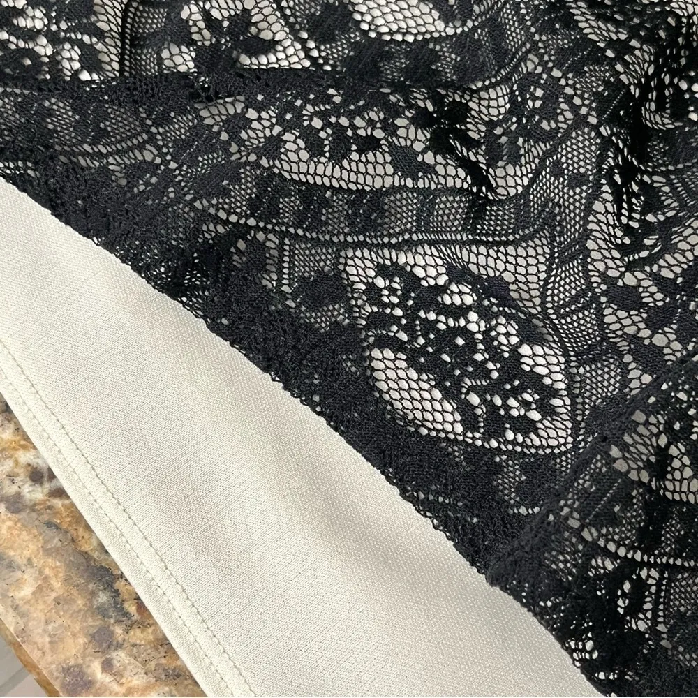 LOFT Black Lace Eyelet Tunic Blouse Women’s M Goth Witchy Vampy  Career Preppy - Image 12