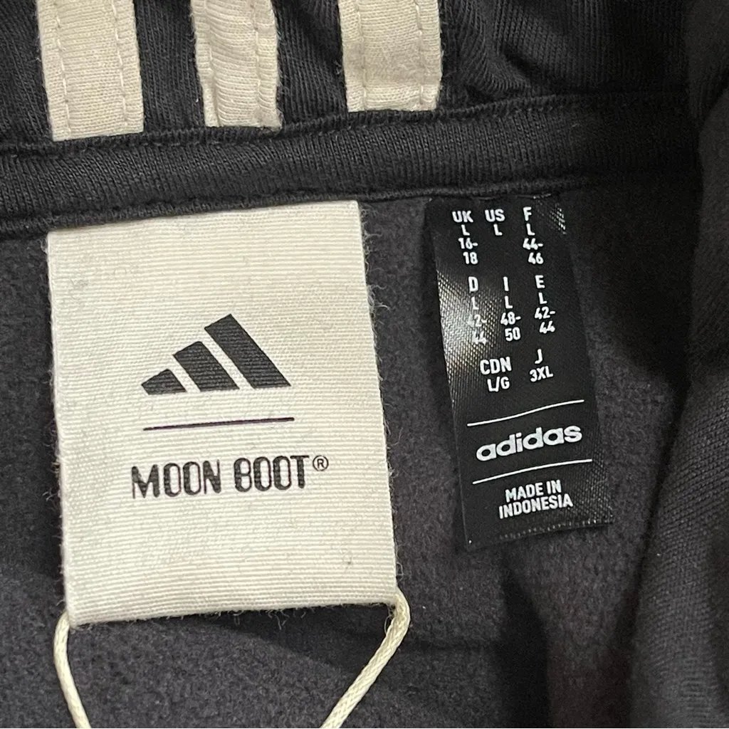 Adidas MOON BOOT Collab Women's Black Cropped Hoodie Sherpa fleece Sweatshirt L - Image 9