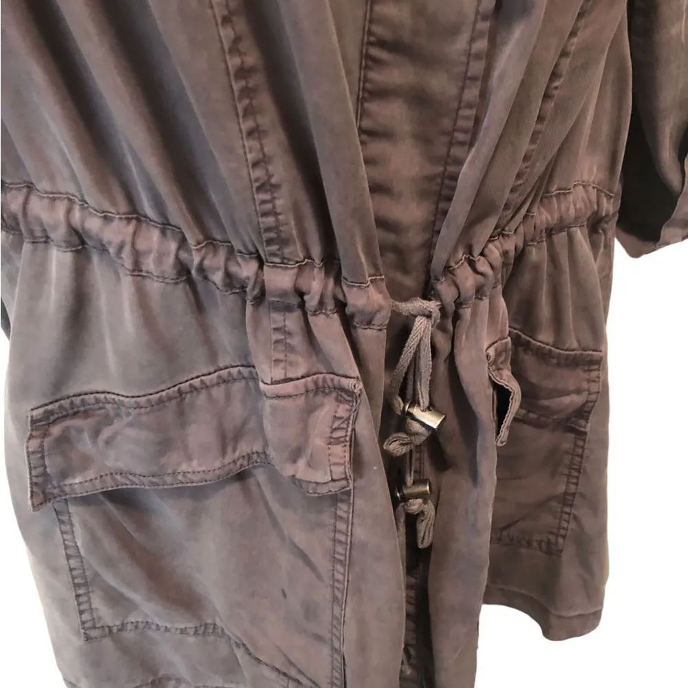 Torrid Gray Brushed Jacket W/Hoodie Sz. 1/14-16 Pockets Snap Up Cinched Waist - Image 5