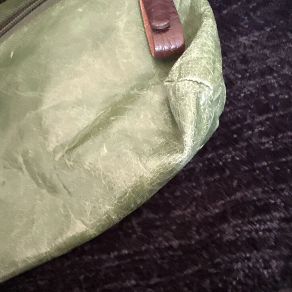 TANO leather handbag | shoulder strap, medium size U2k Green Brown Purse - Image 7