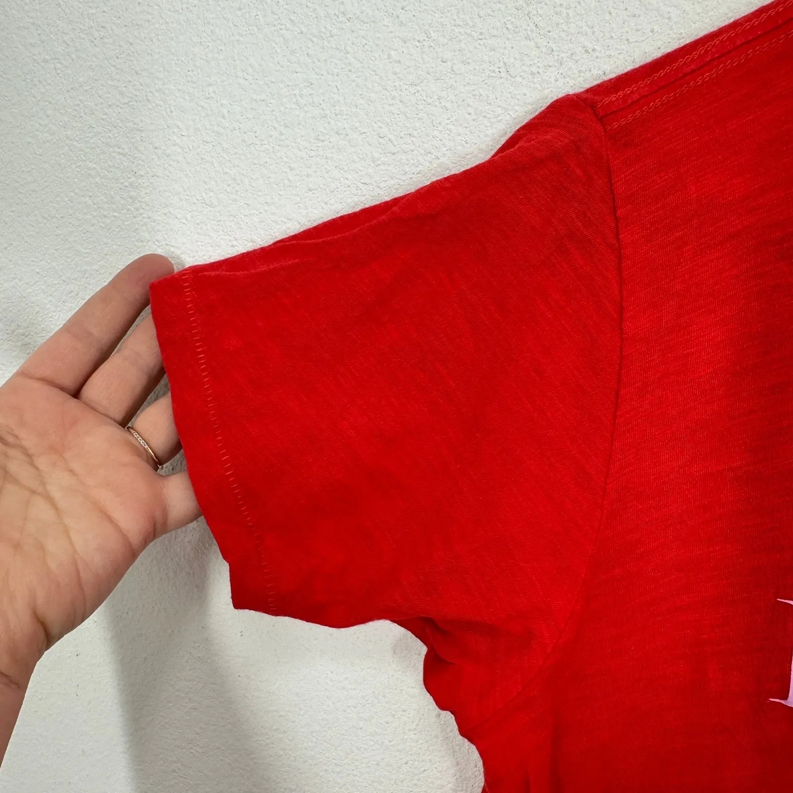 J Crew Bellissima Beautiful Red Pink Cotton Lightweight 100% Cotton T Shirt - Image 5