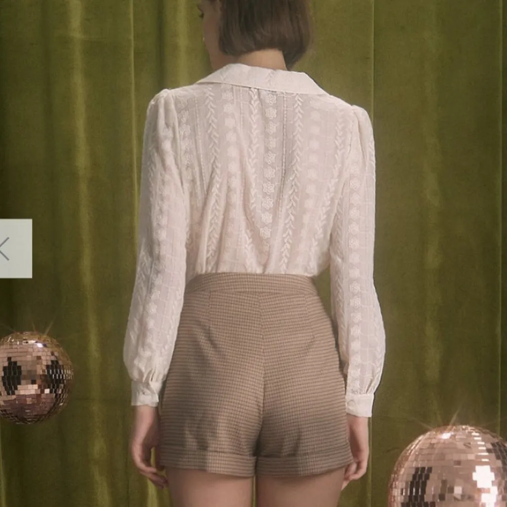 RIHOAS The Apricot Lapel Floral Embroidery Blouse 2 White Size M - Image 3