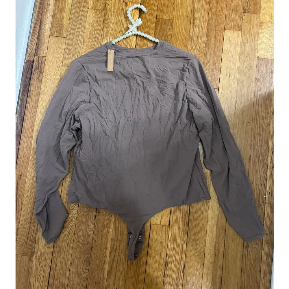 SKIMS Size 4X Women's Umber Long Sleeve Crew Neck Bodysuit AP-CRW-0739 NWT - Image 2