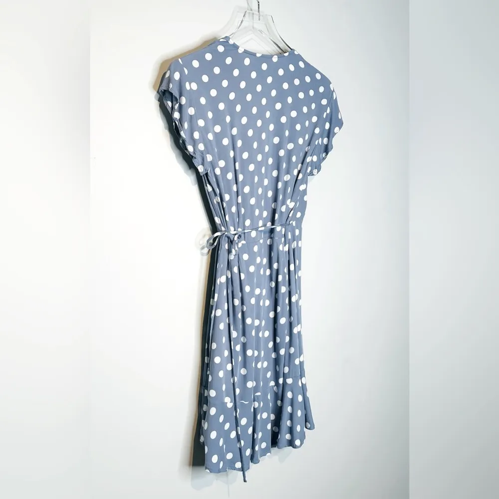 Rails Leanne Periwinkle Blue White Polka Dot Wrap Dress Size XS - Image 6