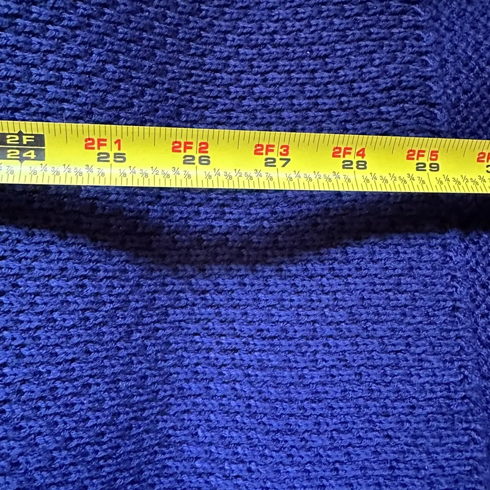 Maggie Lawrence Sweater Large Knit V-Neck Blue Gold Heart Buttons Sz 22/… - Image 13