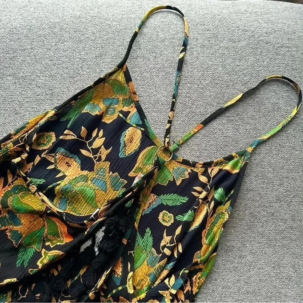 Anthropologie RAGA Flowy Floral Tassel Fringe Open Back Tank Small NWT - Image 7