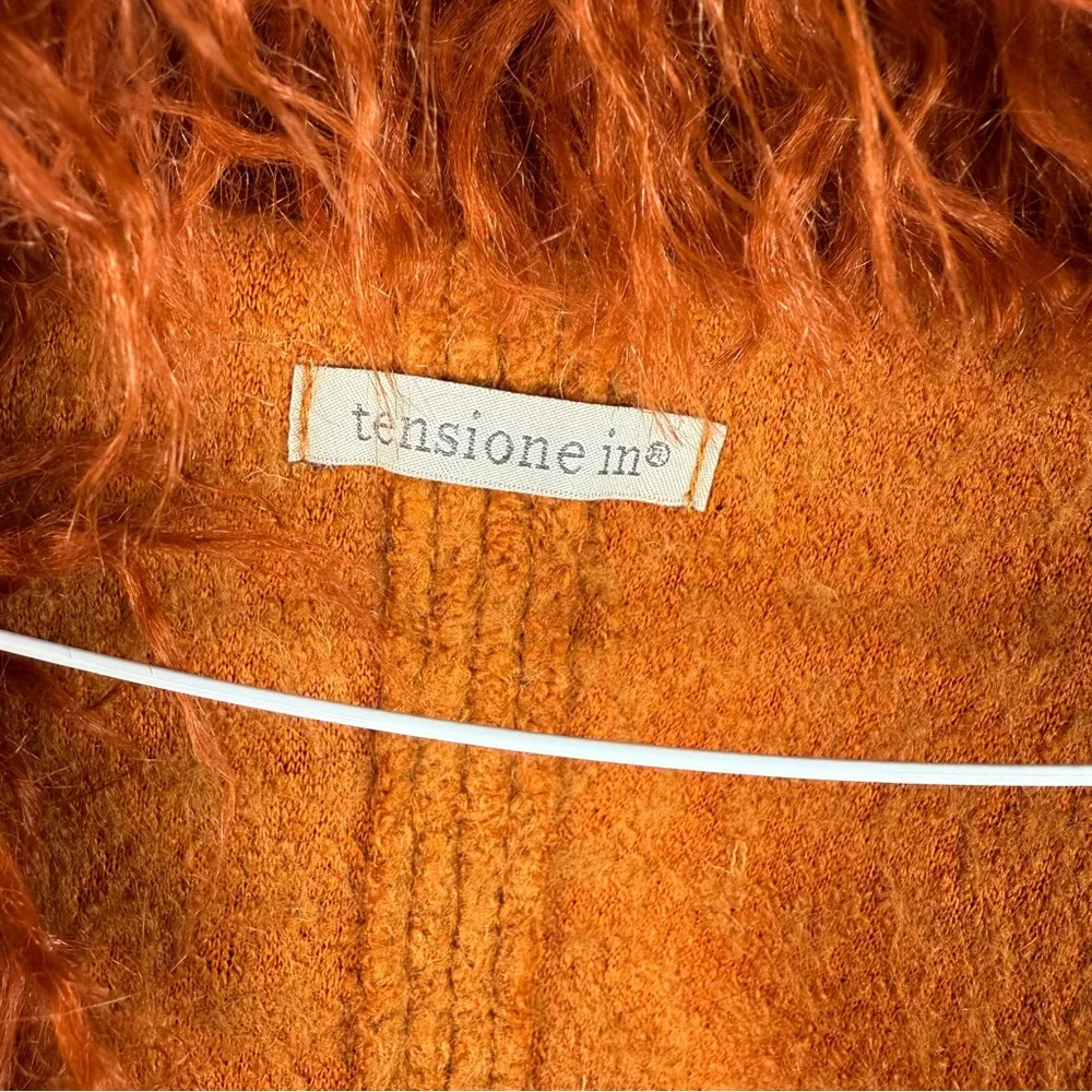 Tensione In Rust Faux Fur Trim Wool Blend Vest Orange Size M - Image 6