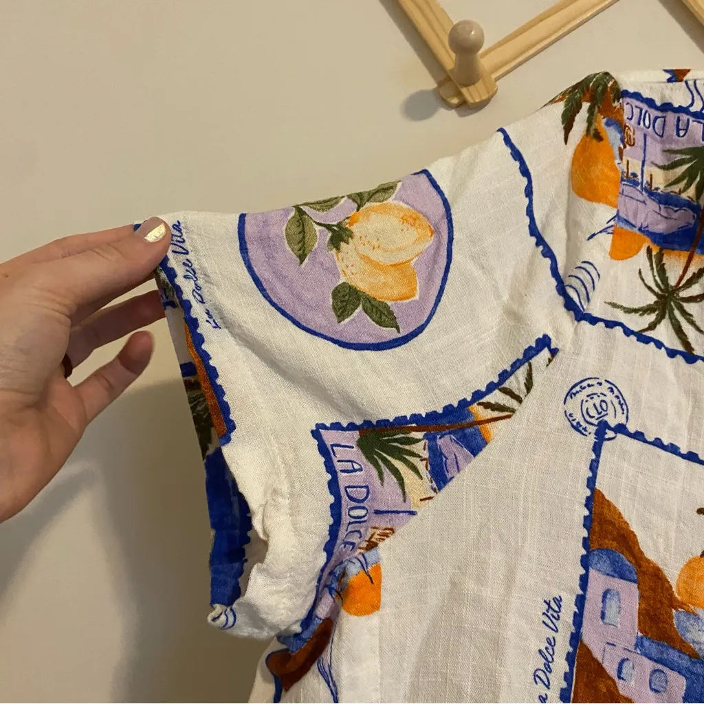 Paper Heart White Vacation Pattern Top size Large - Image 2