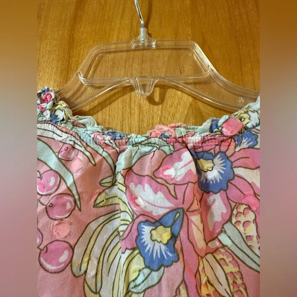 Talbots Sleeveless Top Blouse Shirt Pink Tropical Beach Floral Pineapple Macaw - Image 13
