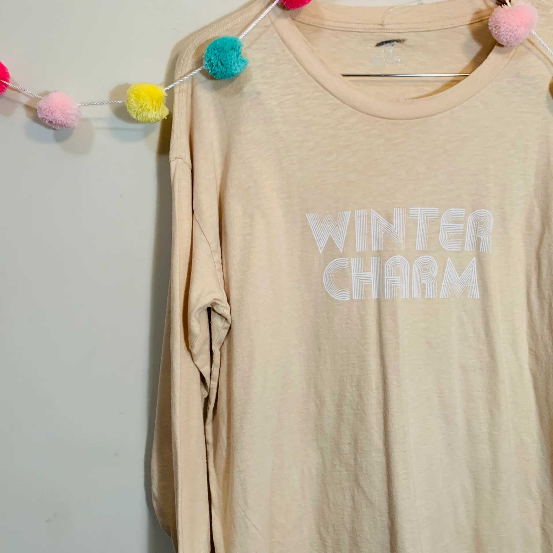 NEW  Real Soft Winter Charm Oversized Long Serve Graphic T-shirt Size Medium - Image 4