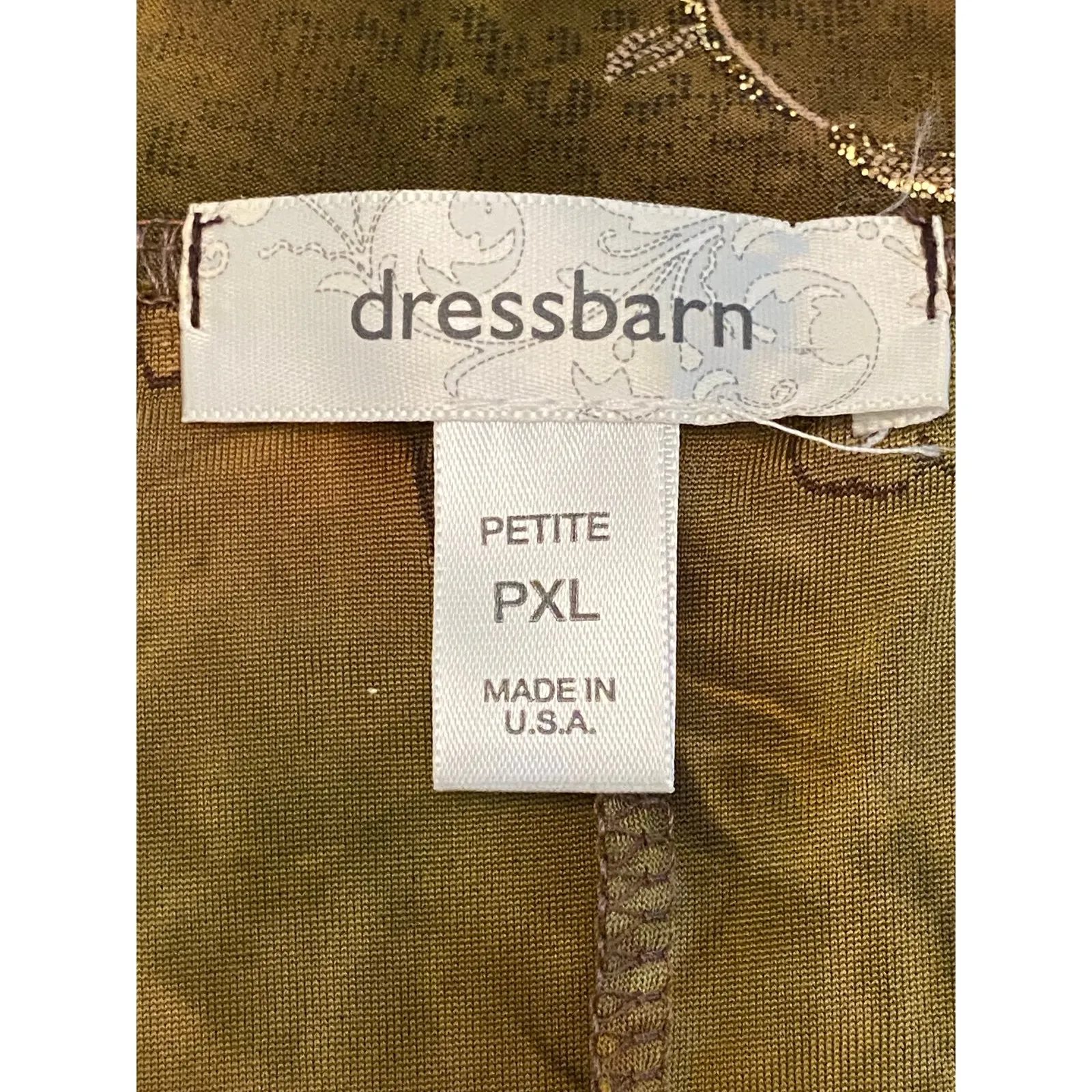 Y2K Gold Bling Brown Green Marbled Handkerchief Hem Flutter Sleeve PXL Blouse - Image 6