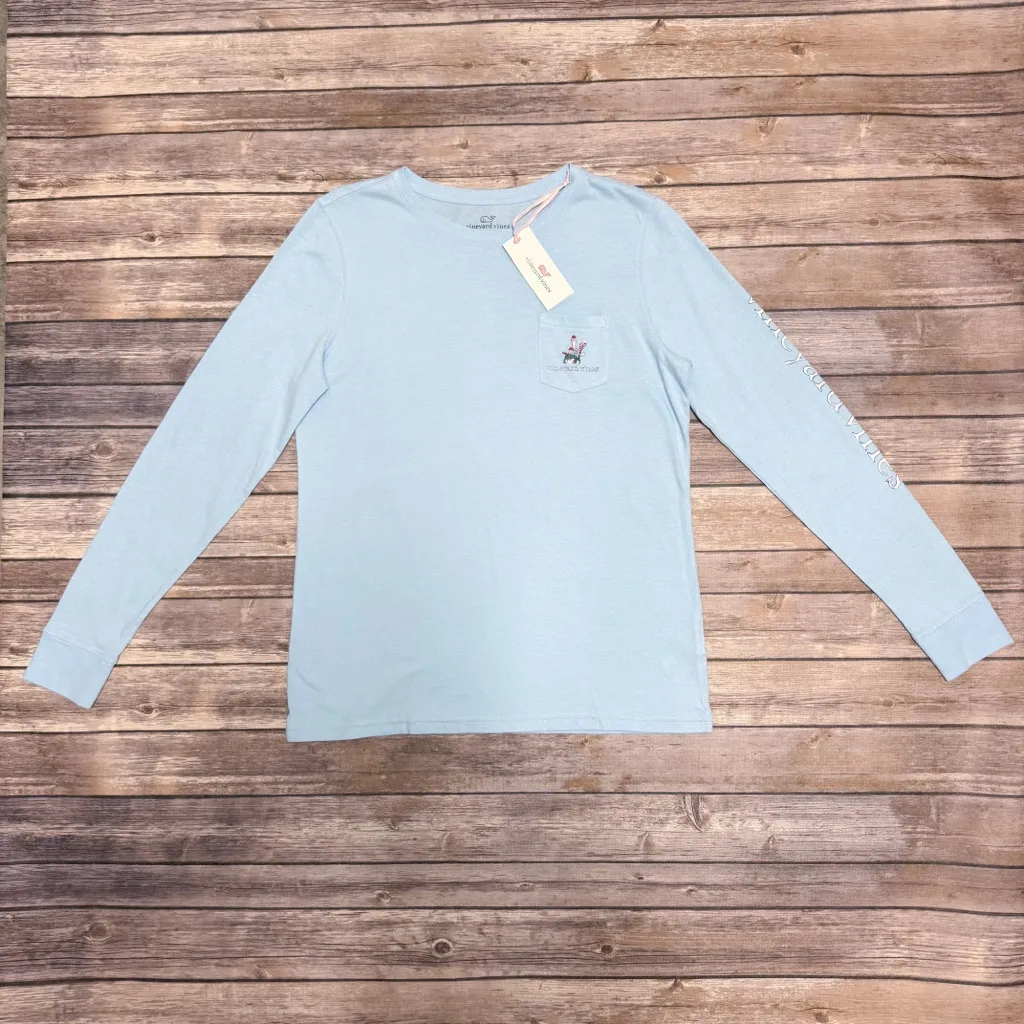 Vineyard Vines Jake Light Blue Holiday Christmas Golf Bag Long Sleeve T Small - Image 9