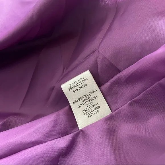 JOHN PAUL RICHARD Purple Basket Weave Fabric Coat Big Buttons Womens Size Medium - Image 8