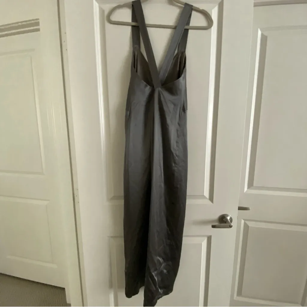 Michelle Mason Cross Back Slit Maxi Dress - Womens Size 2 Gunmetal NWT - Image 3