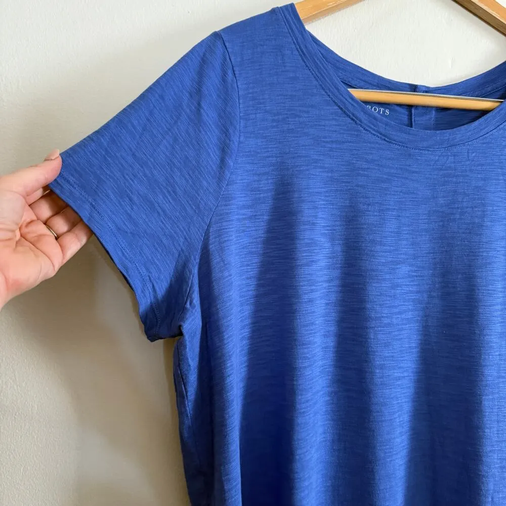 TALBOTS | Blue Cotton Modal Slub Knit Short Sleeve Tee Shirt | 2X Petite - Image 3