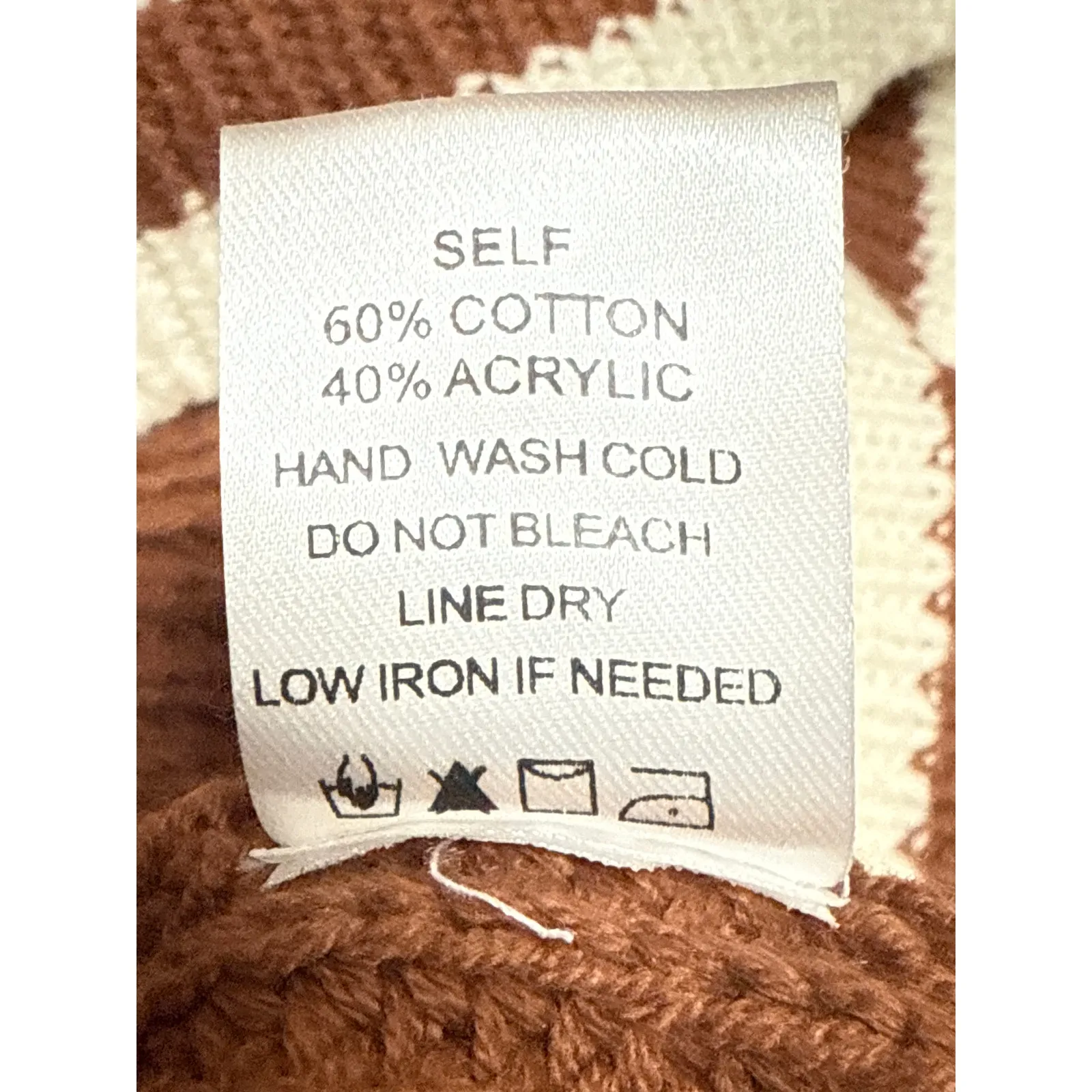 VICI Brown Cream Long Sleeve Ribbed Knit V Neck Boxy Crop Sweater Top Size M - Image 4