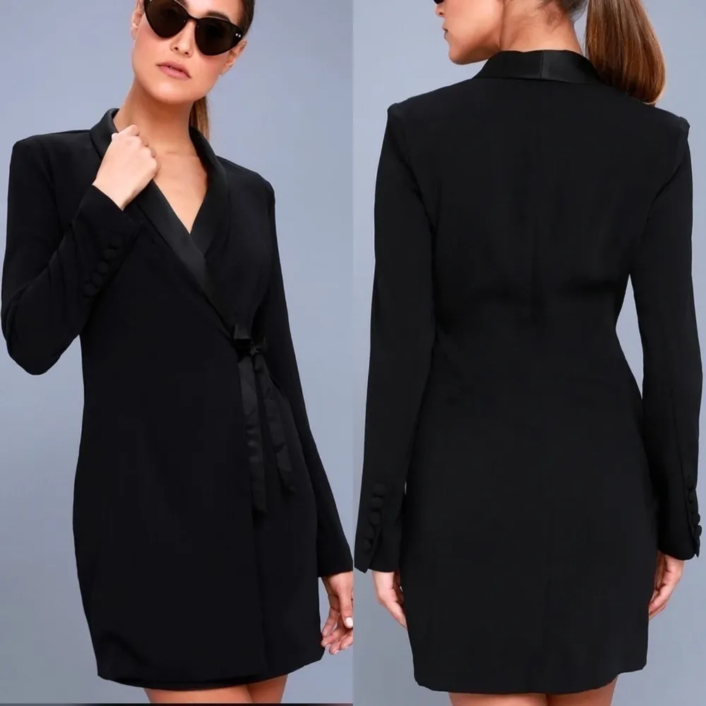 Lulus Style Savvy Wrap Blazer Dress in Black Size Extra‎ Small - Image 2