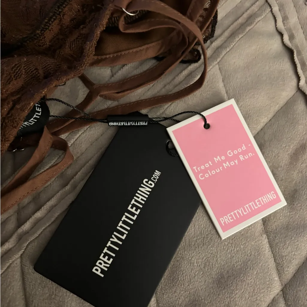 PrettyLittleThing Chocolate Lace Underwired Dress Size 2 - Image 10