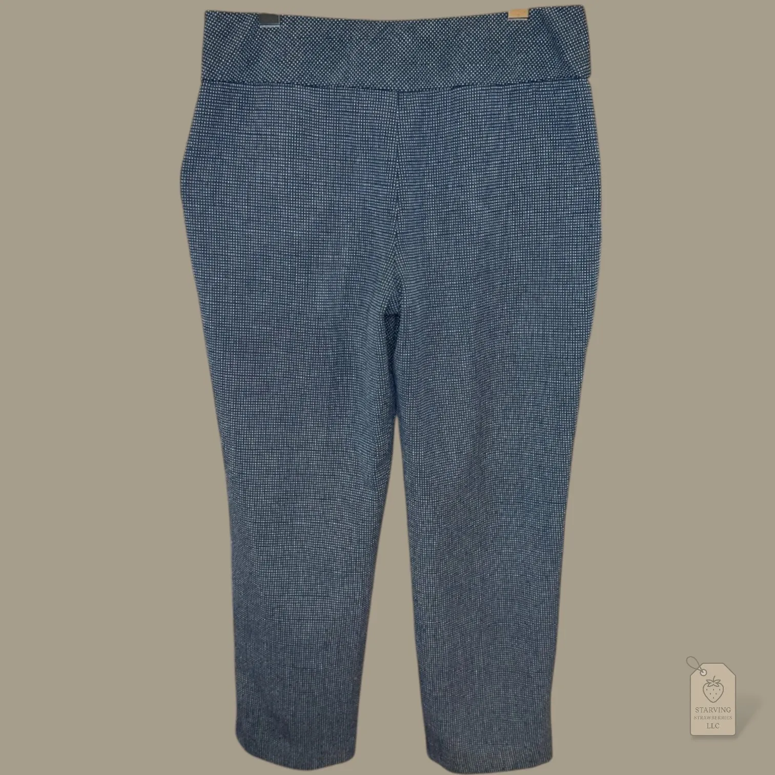 Investments Petites 4P Blue White Microdot Stretch Ankle Pants Work Career - Image 2