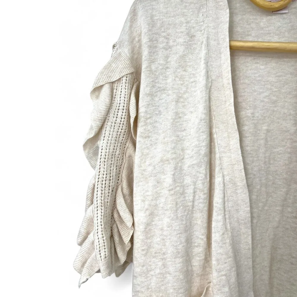 DESIGNER Rachel Parcell | S | Cream Ruffle Sleeve Sundance Knit Cardigan Sweater - Image 6
