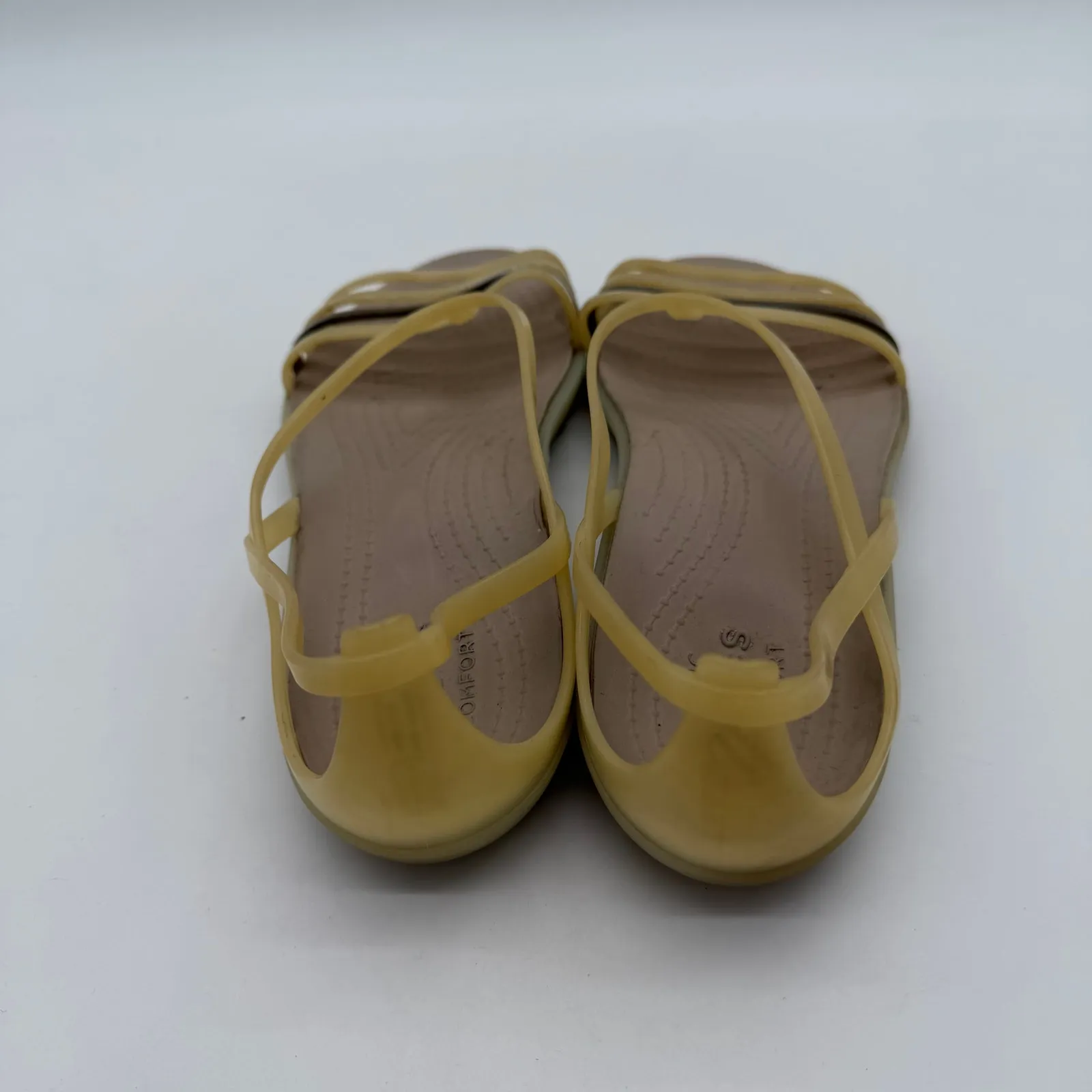 Crocs Isabella Flat Beige Glitter Bronze Jelly Sandal Casual Comfort Strappy 8 - Image 3