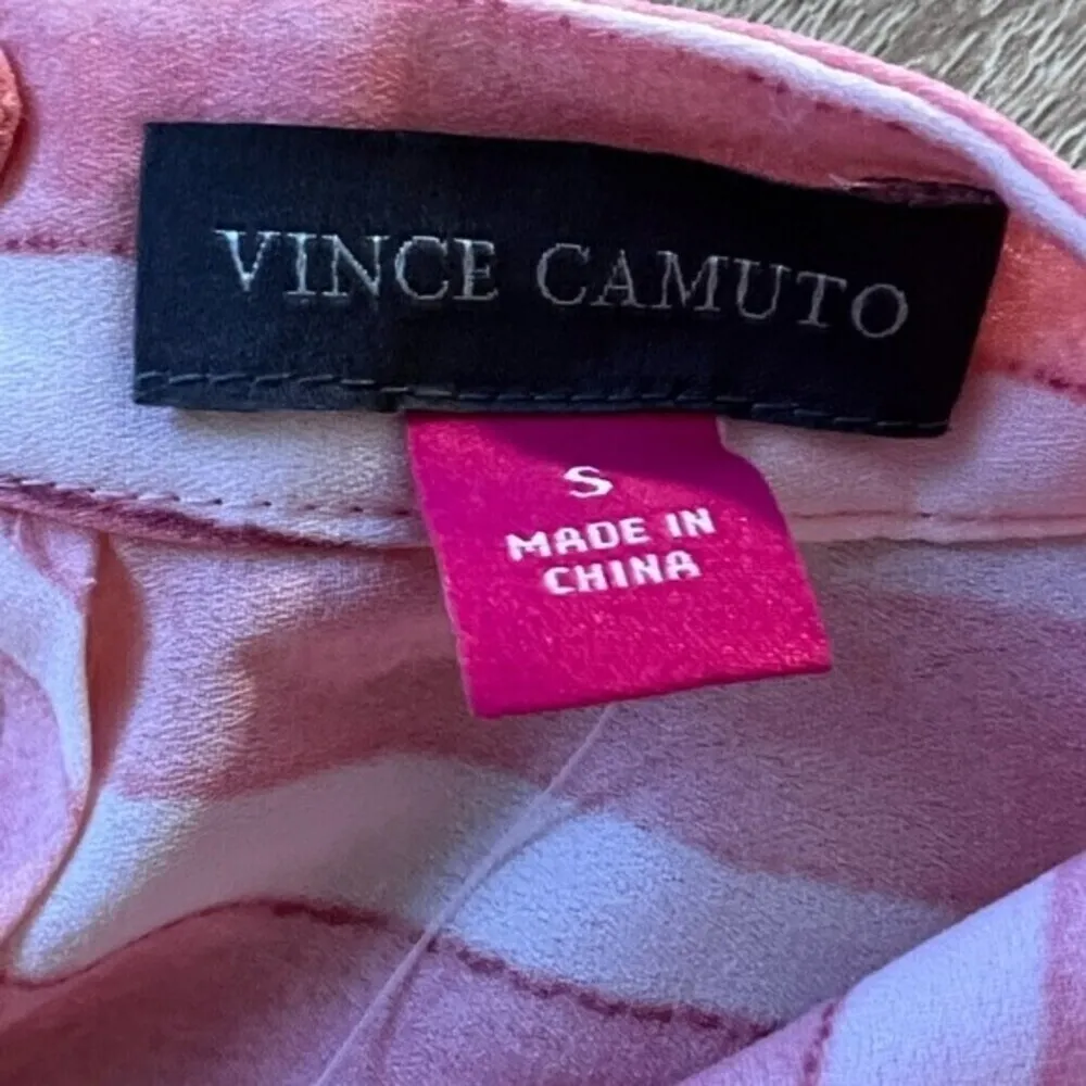 Vince  Women Coral Chiffon Blouse Sleeveless Asymmetrical Hem Back Buckle S - Image 2