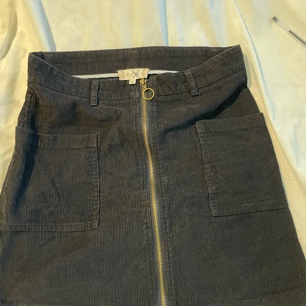 Altar'd State Charcoal Corduroy Skirt with Gold Zipper - Image 4