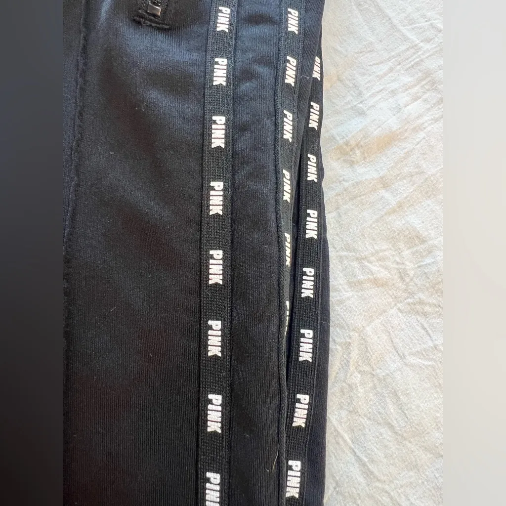 EUC Victoria's Secret Pink Black Track Active
Skinny Jogger Logo Pants Size‎ M - Image 11