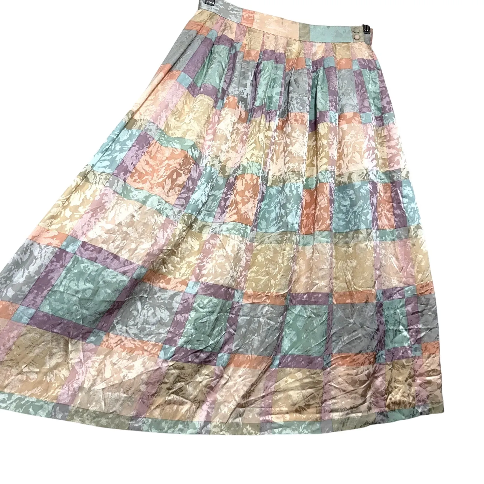 Vintage Jerri Sherman XS Silk Pastel‎ Skirt Pleated Mod Preppy Colorful 80s Rare Purple - Image 2