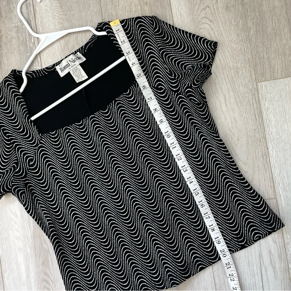 Ronni Nicole vintage Glitter Square Neck Top Black (medium) party retro metallic - Image 5