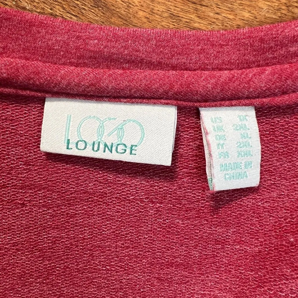 LOGO Lounge‎ Lori Goldstein 1X Pink French Terry Top Tiered Chiffon Trim V - Image 7