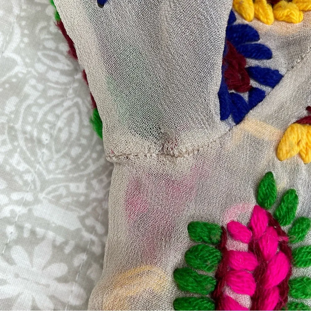 Sweet Sinammon Multicolor Floral Paisley Yarn Embroidered Blouse Top Small Pink - Image 11