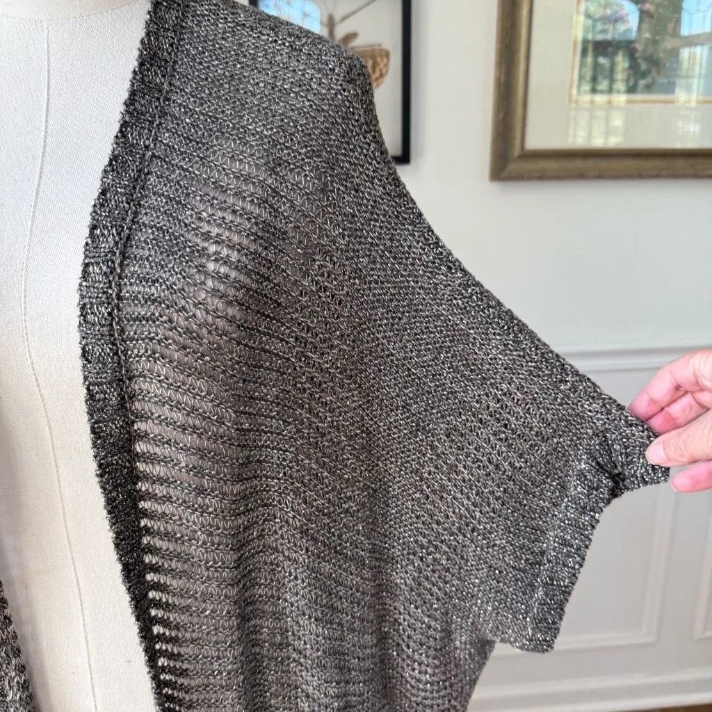 Eileen Fisher Bronze Variegated Links Sparkle Shimmer Knit Oval Cardigan $278 XL - Image 4