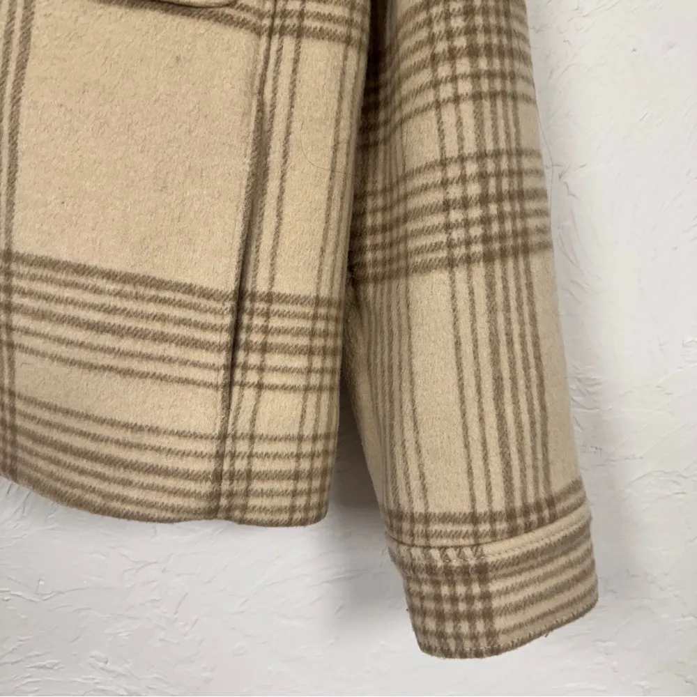 & Other Stories Tan Plaid Sherpa Lined Chore Coat Womens 10 Casual Warm Shacket - Image 2