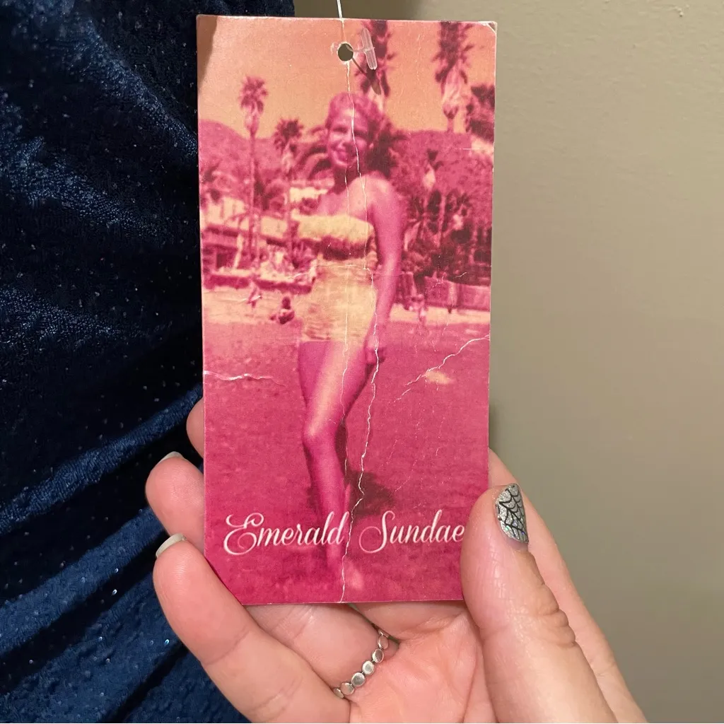 Emerald Sundae One-Shoulder Mini Dress Navy Blue Shimmer Women’s Size Large - Image 7